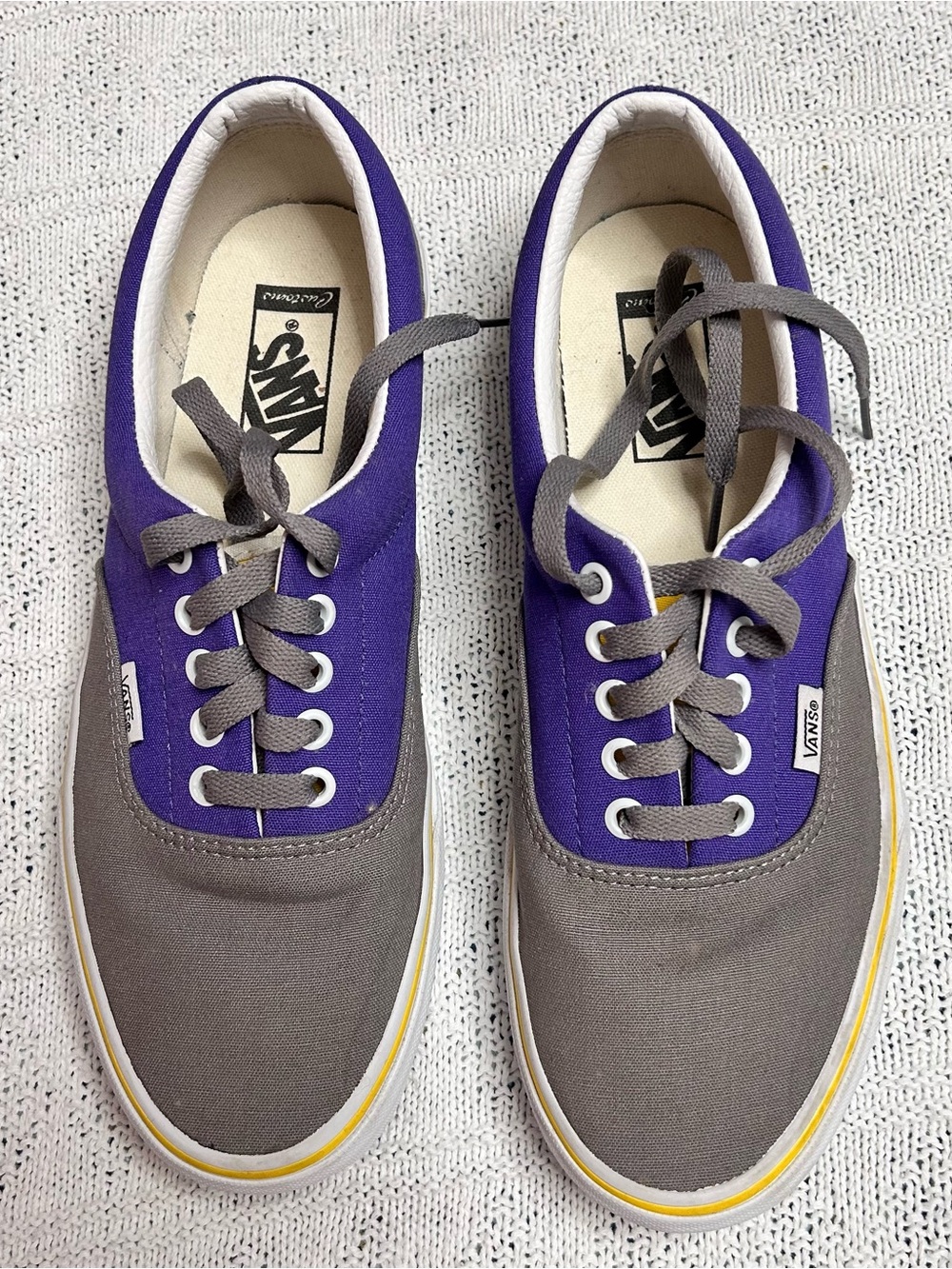 Custom Kobe Bryant Vans Men’s Purple and Gray Low-Top Canvas Sneakers